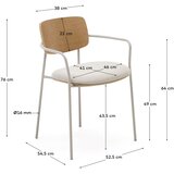 Kave Home Bež podstavljena blagovaonska stolica s naslonima za ruke/složiva Maureen – | shoptok.hr