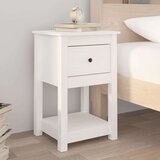  Nočna omarica 2 kosa bela 40x35x61,5 cm trdna borovina, (20716761) | Shoptok.si