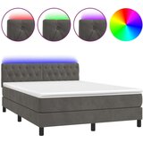  Box spring postelja z vzmetnico LED temno siva 140x200 cm žamet, (20725254) | Shoptok.si
