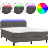  Box spring s madracem LED tamnosivi 140x200 cm baršun | shoptok.hr