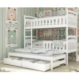 Harriet drveni dečiji krevet na sprat sa tri kreveta i fiokom - beli - 200 x 90 cm NM3VDXN Cene