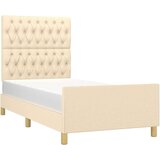 Posteljni okvir z vzglavjem krem 100x200 cm blago, (20907015) | Shoptok.si