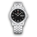Swiss Military chrono quartz crni srebrni sportsko elegantni ručni sat sa srebrnim metalnim kaišem 601420