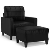  The Living Store Fotelj s stolčkom za noge črn 60 cm umetno usnje - Kavč S Stolčkom Za Noge, (21445343) | Shoptok.si