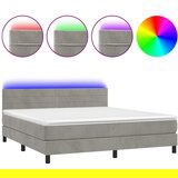 The Living Store Box spring postelja z vzmetnico LED svetlo siva 180x200cm žamet - Box Spring Postelja, (21492392) | Shoptok.si