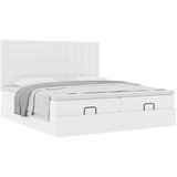 vidaXL Otomanski posteljni okvir z vzmetnicami bel 200x200cm um. usnje | Shoptok.si