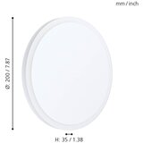 Eglo mongodio 1 zidna/plafonjera, led, 8,6w, 920lm, prečnik 200, bela/čelik/plastika | Eponuda.com
