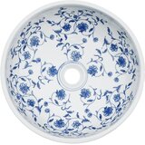 Nadgradni umivaonik bijelo-plavi okrugli Φ 41 x 14 cm keramički | Shoptok.si