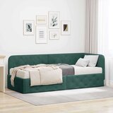vidaXL kutni okvir kreveta s madracem tamnozelena 80 x 200 cm baršun | shoptok.hr