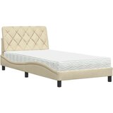 Postelja z vzmetnico krem 100x200 cm blago, (21829540) | Shoptok.si