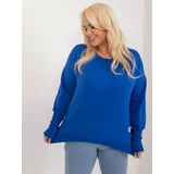 Fashion Hunters Cobalt blue women's oversized blouse with cuffs