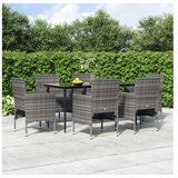  7-dijelni vrtni blagovaonski set s jastucima sivo-crni | shoptok.hr