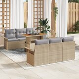 vidaXL 7-delni set vrtnih kavčev z blazinami bež poli ratan akacija | Shoptok.si