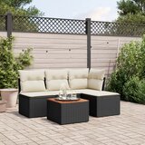Maison Chic Seti vrtnega pohištva - Vrtna garnitura - Vrtni pohištvo set 5-delna z blazinami črn poli ratan, (21818594) | Shoptok.si
