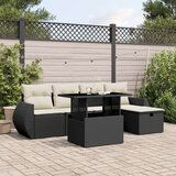  6-dijelni set vrtnih sofa s jastucima crni od poliratana | shoptok.hr