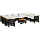  10-dijelni set vrtnih sofa s jastucima crni od poliratana Crna 55 x 55 x 36 cm | Shoptok.si