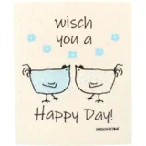 Gobasta krpa "Kokoš Berta - Happy Day" - Modra