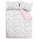 Catherine Lansfield Bela/rožnata posteljnina za zakonsko posteljo 200x200 cm Strawberry Garden –