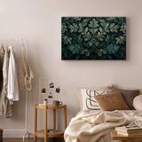  Slika - Dark Green Victorian Leaves: Botanical Carved Composition 60x40 Na talijanskom platnu | shoptok.hr