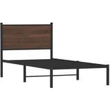 The Living Store Kovinski posteljni okvir z vzglavjem rjavi hrast 90x190 cm - Posteljni Okvir, (21524485) | Shoptok.si