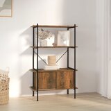 The Living Store Regal z omarico 4-nadstropen 80x40x130 cm jeklo in inž. les - Regal Z Omarico, (21436418) | Shoptok.si