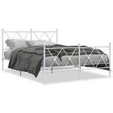 vidaXL Kovinski posteljni okvir z vzglavjem in vznožjem bel 137x190 cm | Shoptok.si