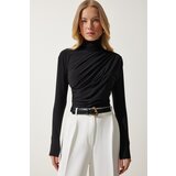  Women's Black Gathered Detailed High Neck Sandy Blouse | Eponuda.ba