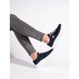 GOODIN Navy blue leather sneakers on a platform | ePonuda.com