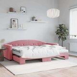 vidaXL Dnevni krevet na razvlačenje ružičasti 80 x 200 cm baršunasti | shoptok.hr