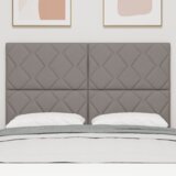  LED uzglavlje s dizajnom dijamantskih blokova taupe 160 cm tkanina | shoptok.hr