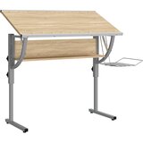  Radni stol boja hrasta i siva 110 x 53 x(58-87) cm drvo i čelik | Eponuda.ba
