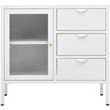 vidaXL Komoda bijela 75 x 35 x 70 cm od čelika i kaljenog stakla | shoptok.hr