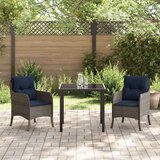 vidaXL Vrtni set za objed s jastukom 3 pcs Siva poliratan - Za 2 osobe 80 cm | shoptok.hr