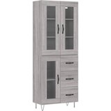 vidaXL Visoka komoda siva sonoma 69,5x34x180 cm inženirski les, (20956728) | Shoptok.si