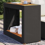 vidaXL Vrtna miza z leseno mizno ploščo črna 100x40x75 cm poli ratan | Shoptok.si