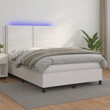  The Living Store Box spring postelja z vzmetnico LED bela 140x200cm umetno usnje - Box Spring Postelja, (21445755) Cene