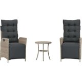  3-dijelni bistro set s jastucima svjetlosivi od poliratana - Svjetlosiva 1 | shoptok.hr