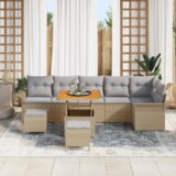  Vrtna garnitura - 9-dijelni set vrtnih sofa s jastučićima bež poli ratan akacija | shoptok.hr
