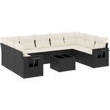  10-dijelni set vrtnih sofa s jastucima crni od poliratana Crna 85 x 62 x 69 cm | shoptok.hr