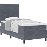vidaXL Box Spring Postelja z Blazino Temno Siva 90x200 cm Žamet | Shoptok.si