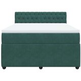 vidaXL Box spring postelja z vzmetnico temno zelena 160x200 cm žamet, (21321080) | Shoptok.si
