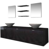 vidaXL 10-Delni Komplet Kopalniškega Pohištva Umivalnik + Pipa Črne B. | Shoptok.si