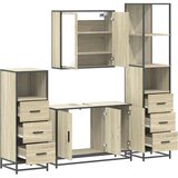  4-dijelni set kupaonskog namještaja boja hrasta sonome drveni | shoptok.hr