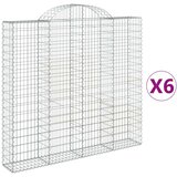  Obokane gabion košare 6 kosov 200x30x180/200cm pocinkano železo, (20981949) | Shoptok.si