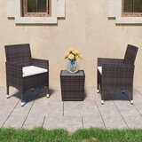 vidaXL 3-dijelni vrtni bistro set poliratan i kaljeno staklo smeđi Cijene