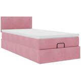 vidaXL Otomanski posteljni okvir z vzmetnico roza 90x190 cm žamet | Shoptok.si