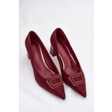 Boto Heels With Decorative Buckle Burgundy Seriva | shoptok.hr