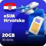 Hrvatska eSIM kartica - 20GB prepaid mobilnih podataka za 30 dana