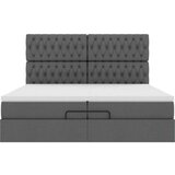 vidaXL Otomanski posteljni okvir z vzmetnicami siv 200x200 cm blago | Shoptok.si