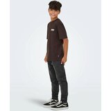 Only & Sons Junior Majica 'OSJLARRY' temno rjava / bela | Shoptok.si